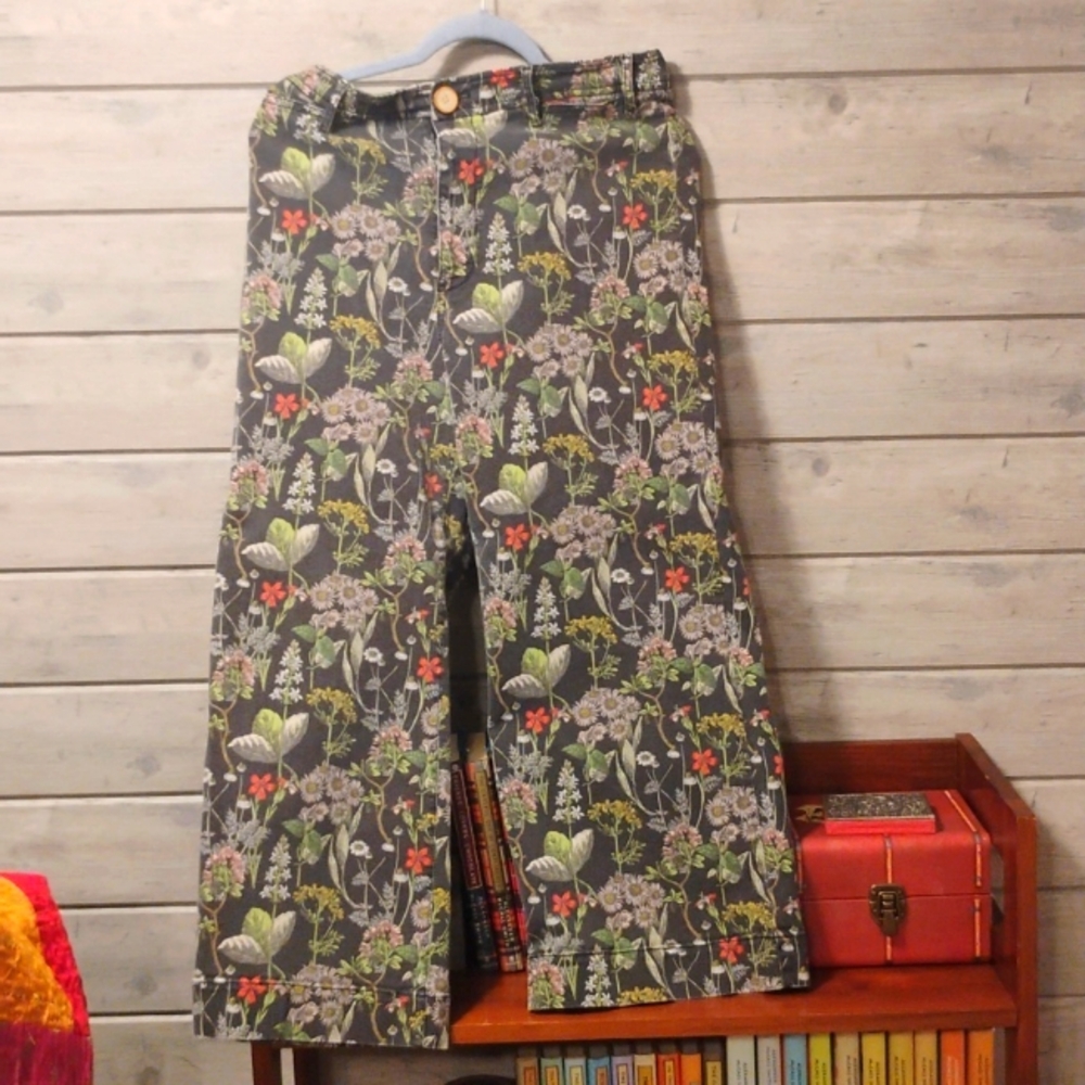 Anthropologie Floral Wide Leg Jeans - Multicolor